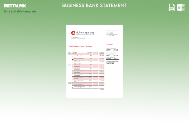 модерен стил Чонгкинг рурална трговска банка извод на фирмата сметка Word и PDF 